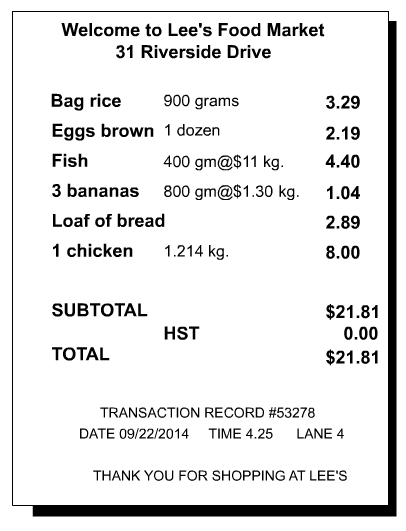 Grocery Receipt