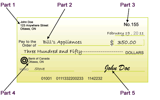 sample cheque