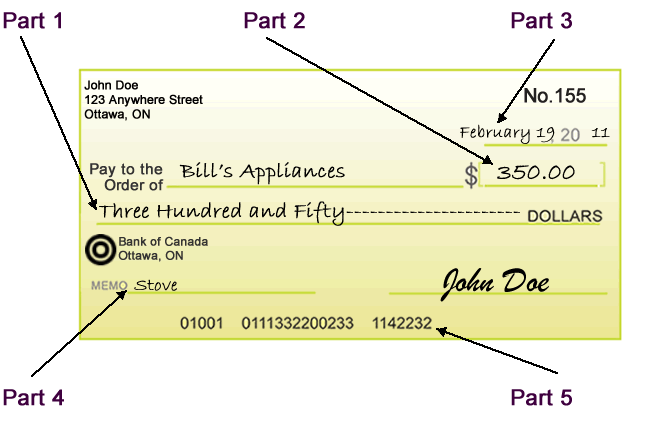 sample cheque