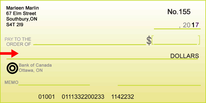 sample cheque