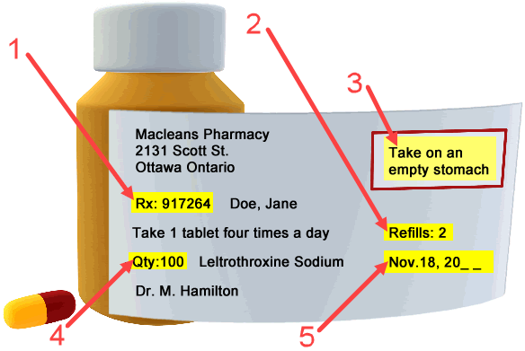 prescription bottle label