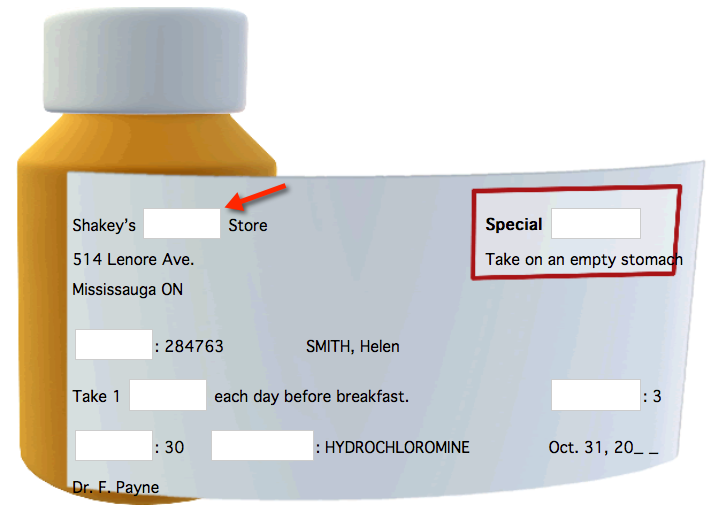 prescription bottle label