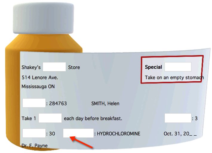 prescription bottle label